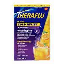 기타영양제 테라플루 시비어 콜드 릴리프 나이트타임 시트러스 그린 티 6 패킷 Severe Cold Relief Nighttime Citrus Green Tea Packets 심한