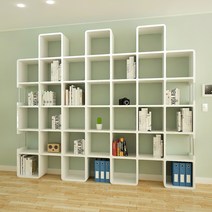 큐빅스 3 모듈 대형 책장, all화이트+도어 미포함