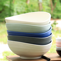 가벼운 멜라민그릇 오발볼 특대 면기 우동 냉면 라면 삼계탕 샐러드 시리얼 캠핑용 볼 대접, 그린