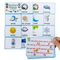 18 주제 영문법 공부몬테소리 장난감 학습 카드 게임 어린이 조기교육1st Grade 포켓 플래시 아기 선물, Weather & Season