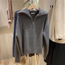 여성 니트티 스웨터 가디건 봄 신상품 솔리드 빈티지 올 매치 지퍼 루즈한 데일리 스타일 부드럽고 달콤하고 심플한 캐주얼 니트웨어 시크하고 시크한 십대