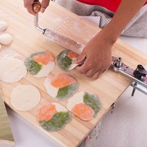 반죽 밀가루 만두피 칼국수 테이블 고정 식 원목 밀대, 스테인리스 롤러 가정용