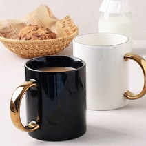 골드싸롱 카페 커플 머그컵 아메리카노 커피 머그잔 라떼컵, 1개, 02-골드싸롱 머그컵 까망