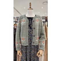 써스데이아일랜드 자카드 믹스 스퀘어넥 가디건 T226MCD142W(2249894)