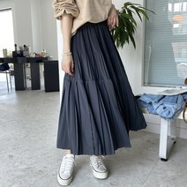 데일리앤 밴딩 플레어 플리츠 롱 스커트 클라이