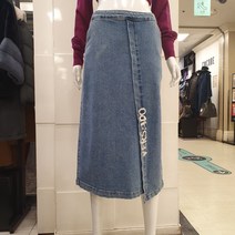 블루페페 부평점 레터링 포인트 풀밴딩 청 롱 스커트