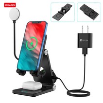 [한정이벤트]EKASN 4IN1 15W 다기능 고속 무선 충전기 셀카조명 생방송 라이브전용 아이폰 갤럭시 에어팟 워치 충전기 CD-001, 1개