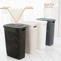 바스클립 라탄디자인 슬림형 빨래바구니 40L, 상세설명 참조, 그레이