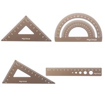 알루미늄 자 각도기 삼각자 세트, 브라운