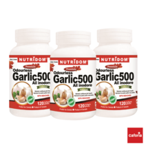 (3병 특가) 뉴트리돔 갈릭 100배 고농축 마늘 보충제 알리신 추출물 캐나다 영양제 직구 카포리아 (120 캡슐)