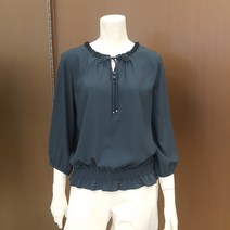 [안지크]여성넥 라운드 셔링 밑단 밴딩 블라우스 AG2BL510