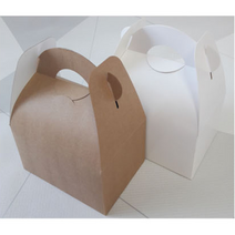 손잡이 생크림 상자 2가지색상 4가지 50매 조각케익 떡 머핀 답례품 포장 박스, 갈색