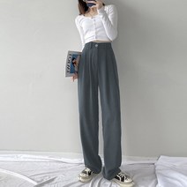 라라벨 여성 베이직 뒷밴딩 와이드 핀턱 데일리 바지 슬랙스