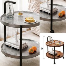 2단 원형 사이드 테이블(그레이) 쇼파탁자 쇼파티테이블