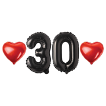 숫자 30 은박 풍선 하트 세트, 04.블랙-소-30
