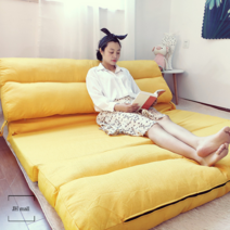 1인용 쇼파 접이식 토퍼 푹신한 거실 침실 베드, 120x220 베이지(면마 원단)