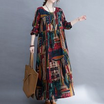 여자 페인팅 면 원피스 가을 여행 룩 결혼식 하객룩 해외 휴양지 옷 패션 남자들이좋아하는