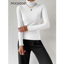 NOOSGOP기본 솔리드 컬러 니트웨어 슬림 하의 탄성 점퍼 탑 니트 얇은 가을 터틀넥 풀오버 스웨터 여성용