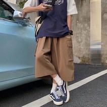 여름 트레이닝 반바지 남 와이드 통 5부 팬츠