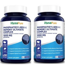 NusaPure Phosphatidylserine 누사퓨어 포스파티딜세린 1000mg 200캡슐 2팩, 200정, 2개