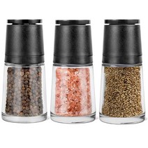 2+1 메이트몰 소금 후추 세라믹 그라인더 150ml 깨갈이 입자조절 그라인더 양념통 글라스바디 참깨 갈이통, 그라인더 3개
