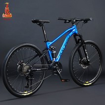 롤리 소프트 테일 산악 자전거 MTB 다운힐 더블 댐핑 자갈 크로스 컨트리 더트 바이크 26 인치 29, 파란색 _26인치 | 24