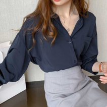 오너클랜 여성 오피스룩 코디 깔끔 정장 셔츠 단색 블라우스
