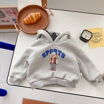 도오빠 스포베 아동 기모 후드티 페이크 레이어드 목폴라 겨울 프린팅 포인트 티셔츠 남아 여아 공용 키즈 어린이