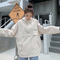 오버핏 커플 아노락 패션 바람막이 후드 편한 티셔츠