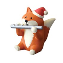 미니 크리스마스 장식품 산타 동물 Xmas 미니어처 수지 크리스마스 케이크 인형 크리스마스 인형 집 요정 정원, 플룻 폭스