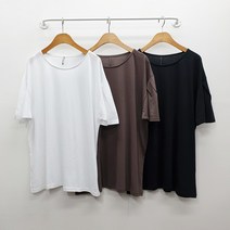 빅걸스토리 여성용 빅사이즈 소매 주름 깔끔 무지 라운드 반팔 티셔츠