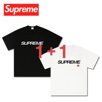 1+1 슈프림 S레드 프리미엄 남녀공용 반팔티 스트릿 오버핏 데일리