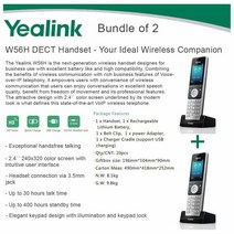 Yealink W56H 2개의 IP DECT VoIP 전화 핸드셋 HD 음성 빠른 충전 번들