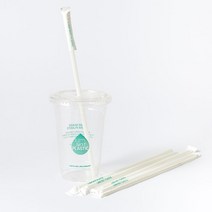 생분해 빨대 벤티 개별포장 화이트 일자 7x250mm 100개, 1개입