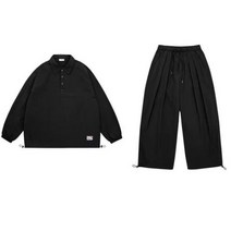 남성용 칼라 풀오버 스웻셔츠 및 스포츠 바지 루즈 캐주얼 운동복세트