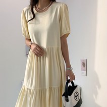 여성 셔링 퍼프 30대 루즈핏 로맨틱 티어드 프릴 입생 캉캉 롱원피스
