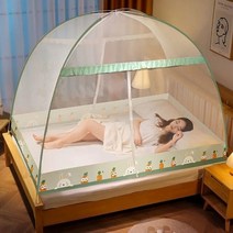 게르 글램핑 천막 몽골텐트 패션 만화 인쇄 패턴 가정용 먼지 상단 모기장 큰 공간 유르트 유형 통기성 여름 캠핑 텐트, 2.0x2.2m bed, color 2-2 doors