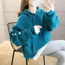 [이꾸띠] 게스테르 여성 봄 가을 후드넥 스판 레터링 캐주얼 데일리 후드티