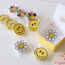[플로꽁] 스마일 데이지꽃 차량용 석고방향제 5ml 리필향 포함, 컬러데이지꽃, 엘그레이&큐컴버
