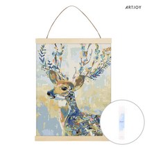 아트조이 DIY 행잉 명화그리기 (족자형) 컬러풀 꽃사슴 40X50cm