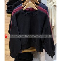 Uniqlo 여성 캐주얼 라운드 넥 스웨터 짧은 단색 풀오버 긴 소매 운동복 440254 444533