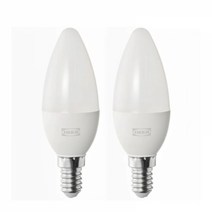 이케아 솔헤타 LED 전구 E14 470 루멘 샹들리에 오팔 화이트 2개 804.987.41