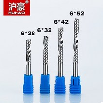라우터 비트 HUHAO-6mm 싱글 플루트 나선형 커터 3A 품질 CNC 라우터 비트 목재 아크릴 PVC MDF 엔드, 05 6mmX6mmX25mm