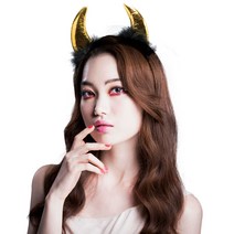 악마 뿔 깃털 머리띠 중 [골드]
