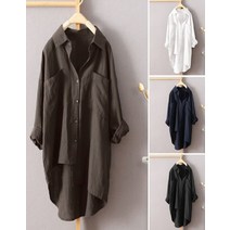 Jv 141 롱 셔츠 여성 블라우스 루즈핏