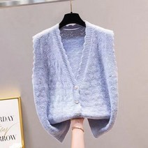 여성골프조끼 카디건 스웨터 느슨한 가을 겨울 양모 니트 스웨터 느슨한 솔리드 민소매 스웨터