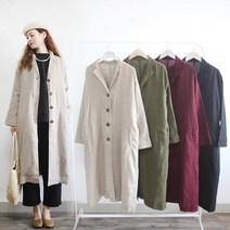 고급 린넨 빈티지 오버핏 루즈핏 트렌치 코트