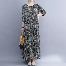 239023 - 린넨 면 긴팔 롱 원피스/빅사이즈/루즈핏/엄마옷//간절기/여름원피스/데일리/임부복