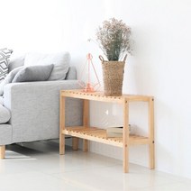 고무나무 순수 원목 2단 선반 800, 단품