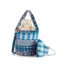 라페 2피스 주사라 패치워크 버킷 백 앤 페이스 마스크 세트 BLU